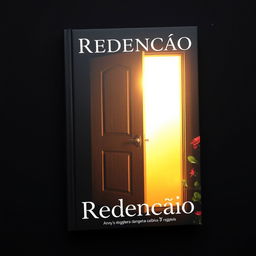 A book cover titled 'A Redenção', featuring an open door with a warm, inviting glow radiating through the crack