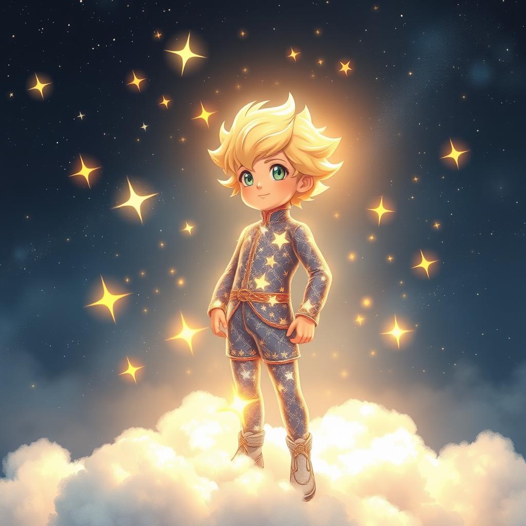 A captivating scene featuring a boy who embodies the essence of a star