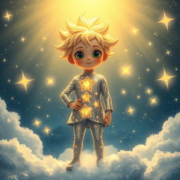 A captivating scene featuring a boy who embodies the essence of a star