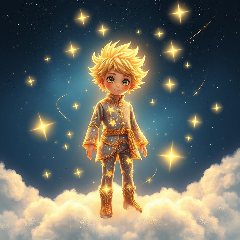 A captivating scene featuring a boy who embodies the essence of a star