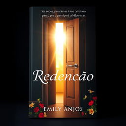 A captivating book cover featuring a partially open door with radiant light shining through, symbolizing Anny's journey from darkness to light and representing new opportunities and hope