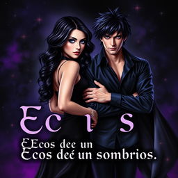 A stunning book cover for 'Ecos de um Coração Sombrios', embodying a dark romance theme with an alluring visual style