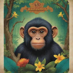 Design a vibrant, creative poster featuring the Indonesian folklore story of 'Lutung Kasarung', showcasing key elements like the prince turned into a monkey, the princess, and the magical forest backdrop.