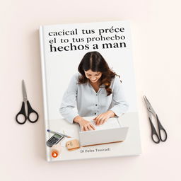 A minimalist book cover design featuring the title 'Cómo calcular el precio de tus productos hechos a mano' in stylish, modern typography