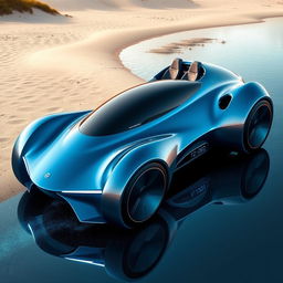 A futuristic amphibious vehicle designed for both land and water travel