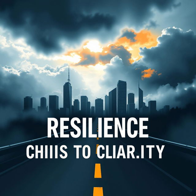 A modern and professional poster focusing on themes of resilience and transformation, depicting a journey from chaos to clarity