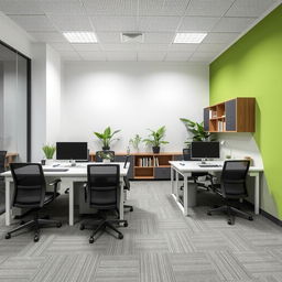 Decoración moderna y funcional para una oficina de 45m2 que incluye 6 puestos de trabajo