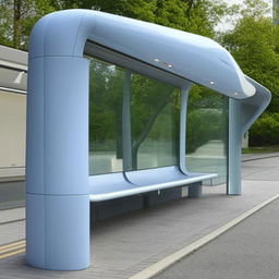 A futuristic bus stop exceeding natural concepts and norms