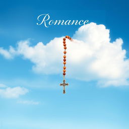 A captivating book cover design for a romance novel featuring a serene blue sky as the background