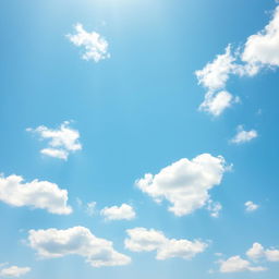 A beautiful and serene depiction of a clear blue sky, filled with soft, fluffy white clouds scattered throughout