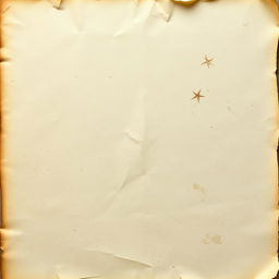 An artistic depiction of an old sheet of paper, portraying its aged texture with yellowed edges, subtle creases, and small stains that illustrate its history