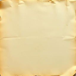 An artistic depiction of an old sheet of paper, portraying its aged texture with yellowed edges, subtle creases, and small stains that illustrate its history