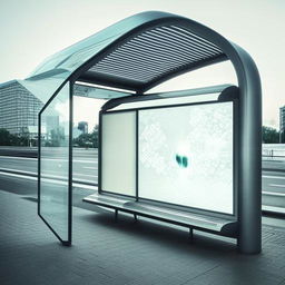 A futuristic bus stop exceeding natural concepts and norms