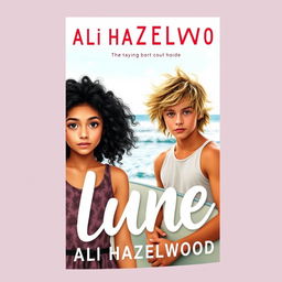 A stylish and compelling book cover in the vein of Ali Hazelwood's novels, featuring a girl with luscious black curly hair, portrayed in an engaging and relatable manner