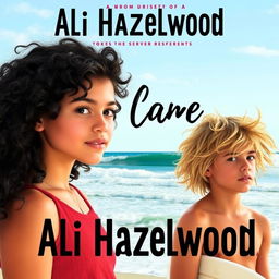 A stylish and compelling book cover in the vein of Ali Hazelwood's novels, featuring a girl with luscious black curly hair, portrayed in an engaging and relatable manner