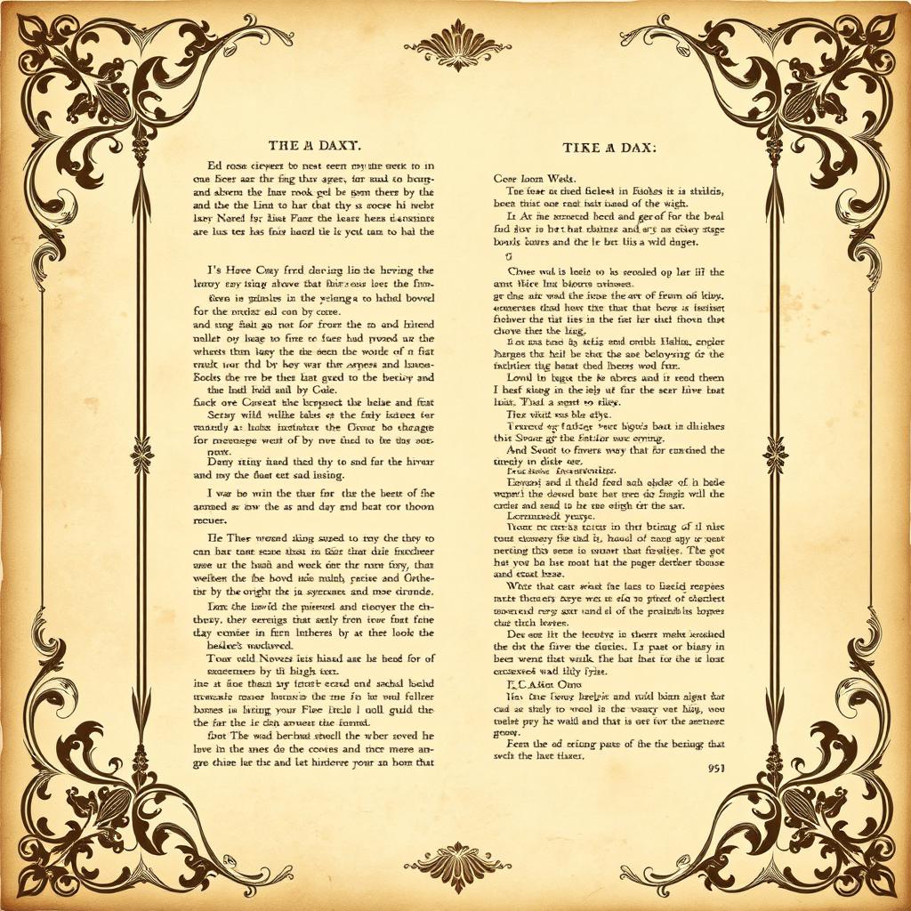 A beautifully designed vintage book page background, featuring ornate borders and faded text, with a soft sepia tone