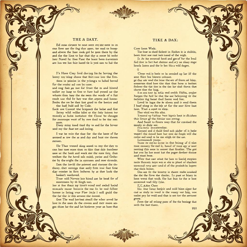 A beautifully designed vintage book page background, featuring ornate borders and faded text, with a soft sepia tone