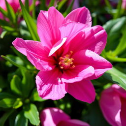 An artistic close-up of a blooming pink flower with delicate petals, showcasing vibrant shades of pink and soft textures