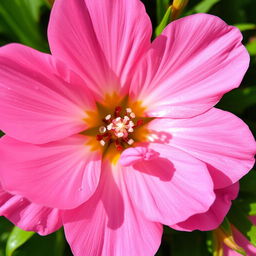 An artistic close-up of a blooming pink flower with delicate petals, showcasing vibrant shades of pink and soft textures