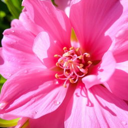 An artistic close-up of a blooming pink flower with delicate petals, showcasing vibrant shades of pink and soft textures