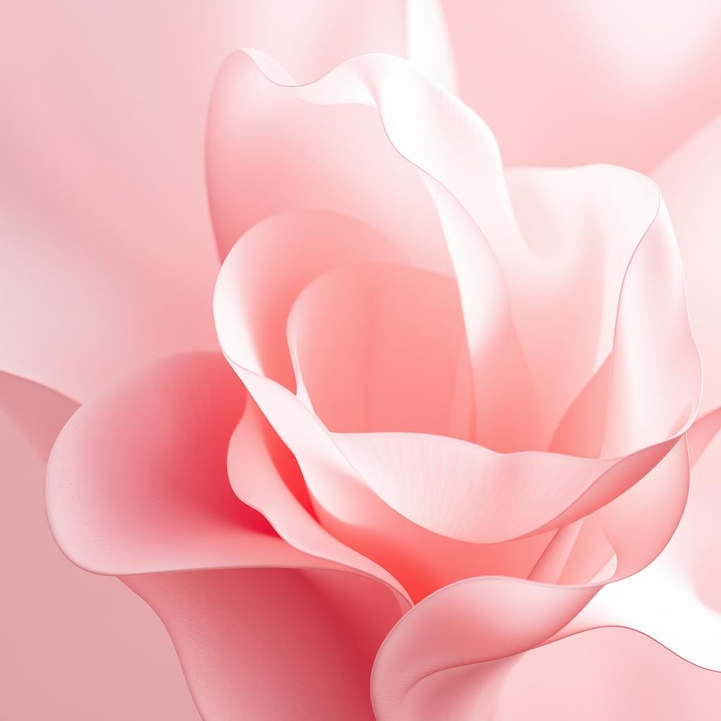 An abstract artistic representation focusing on the beauty of natural forms, featuring soft, delicate shades of pink resembling petals and organic shapes