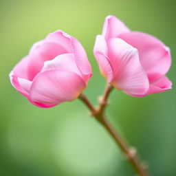 A soft and artistic representation of a pair of exquisite pink flowers, with petals gently curling outward