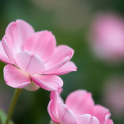 A soft and artistic representation of a pair of exquisite pink flowers, with petals gently curling outward