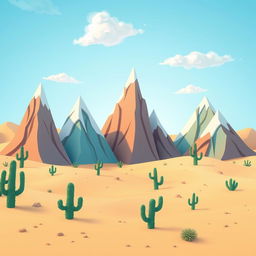 A whimsical 2D desert landscape featuring mountains designed to resemble bar graphs, with each mountain representing different heights and widths as if they are data points