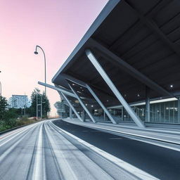 A futuristic bus station transcending natural norms and conventional ideas