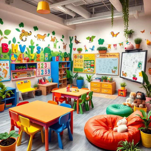 A fun and engaging children's classroom designed to stimulate creativity and learning