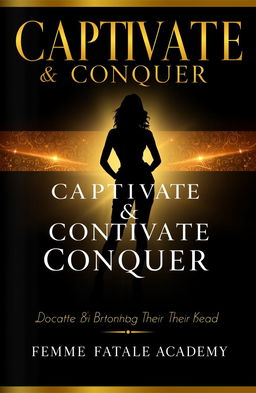 A striking book cover design for 'Captivate & Conquer: The Dark Feminine's Guide to Getting Inside Their Head' by Femme Fatale Academy