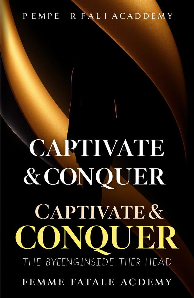 A striking book cover design for 'Captivate & Conquer: The Dark Feminine's Guide to Getting Inside Their Head' by Femme Fatale Academy