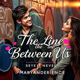 A romantic novel cover design for 'The Line Between Us' by Maryandreaeunice