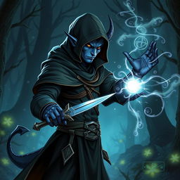 Create a RPG character inspired by Nightcrawler from X-Men, featuring a swift and agile figure with a demonic appearance