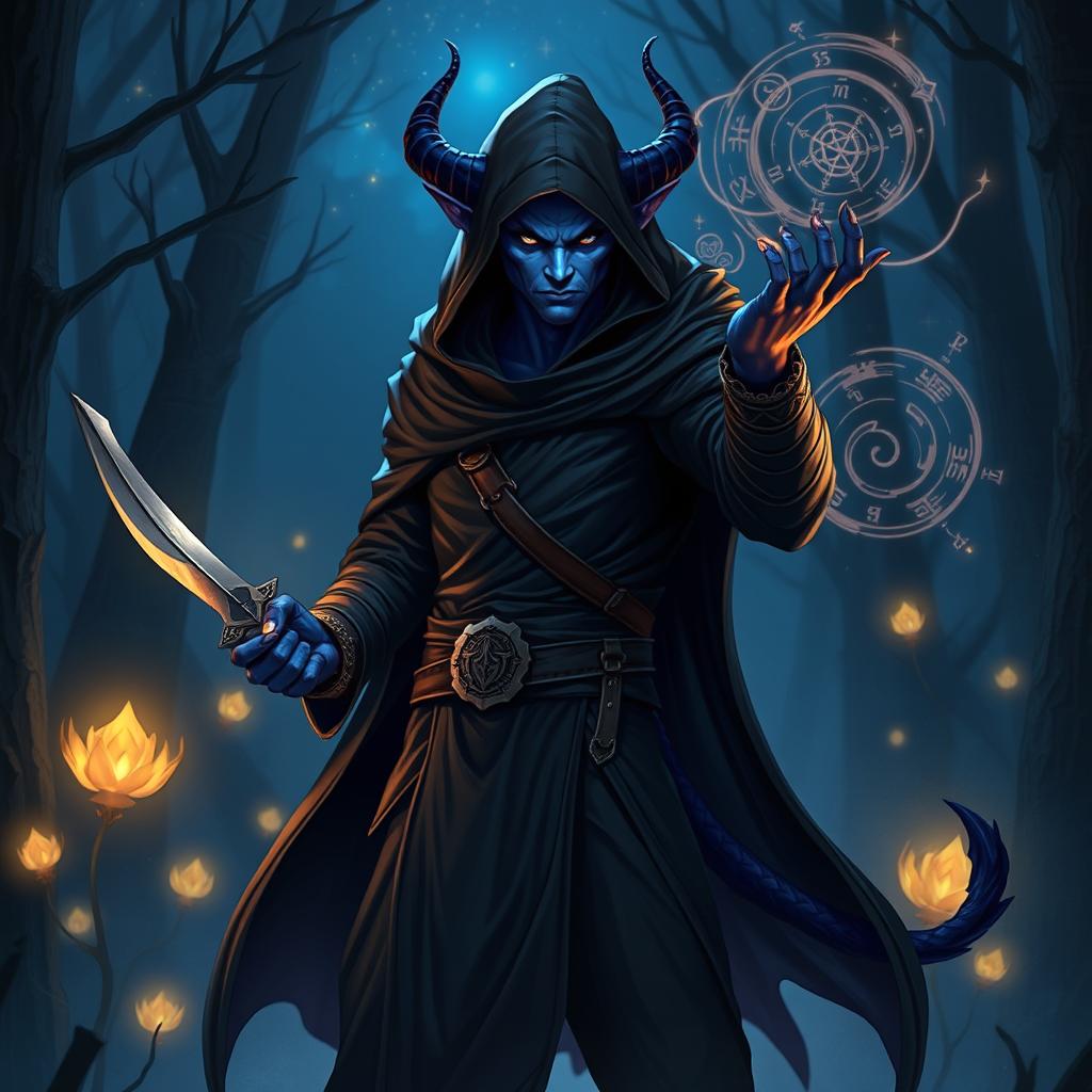 Create a RPG character inspired by Nightcrawler from X-Men, featuring a swift and agile figure with a demonic appearance