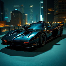 A sleek and stylish vehicle that combines the elegance of James Bond with the iconic design of the 1989 Batmobile