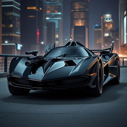 A sleek and stylish vehicle that combines the elegance of James Bond with the iconic design of the 1989 Batmobile