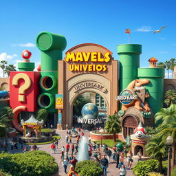 An imaginative theme park that beautifully blends the worlds of Mario Bros and Universal Studios