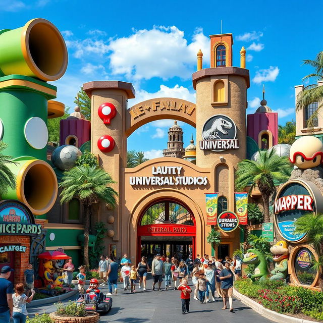 An imaginative theme park that beautifully blends the worlds of Mario Bros and Universal Studios