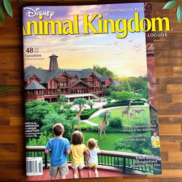 A stunning magazine cover showcasing the Disney Animal Kingdom Lodge, a luxurious Disney hotel