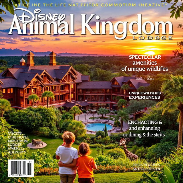 A stunning magazine cover showcasing the Disney Animal Kingdom Lodge, a luxurious Disney hotel