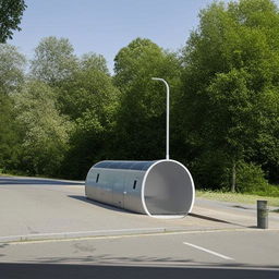 A bus stop that defies nature and traditional ideas, futuristic in design