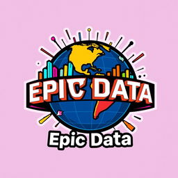 A dynamic and eye-catching logo for "Epic Data", an Instagram account dedicated to metrics, statistics, and anniversaries for all Universal Studio Parks globally