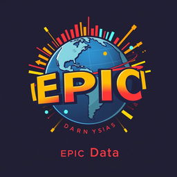 A dynamic and eye-catching logo for "Epic Data", an Instagram account dedicated to metrics, statistics, and anniversaries for all Universal Studio Parks globally