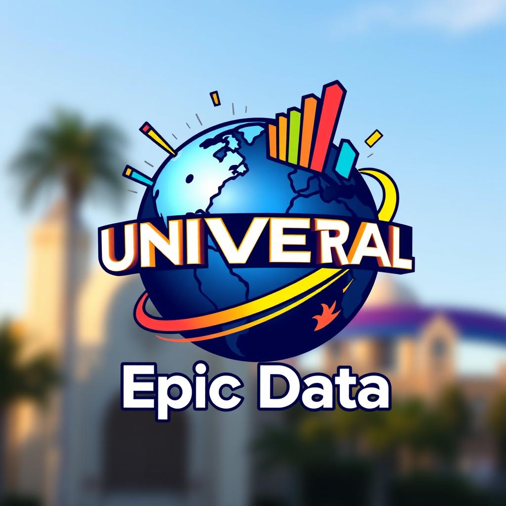 A striking and memorable logo for "Epic Data", an Instagram account focusing on metrics, statistics, and anniversaries for Universal Studio Parks worldwide