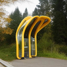 A bus stop that defies nature and traditional ideas, futuristic in design