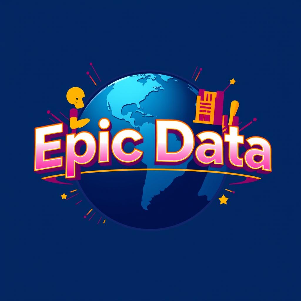 Design a dynamic logo for 'Epic Data', an Instagram account focused on metrics, statistics, and anniversaries related to Universal Studio Parks worldwide