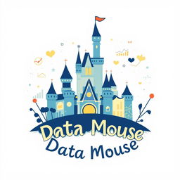 A whimsical and enchanting logo for "Data Mouse", an Instagram account dedicated to metrics, anniversaries, and statistics for all Disney Parks around the world