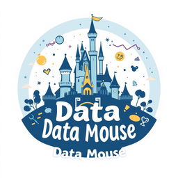 A whimsical and enchanting logo for "Data Mouse", an Instagram account dedicated to metrics, anniversaries, and statistics for all Disney Parks around the world