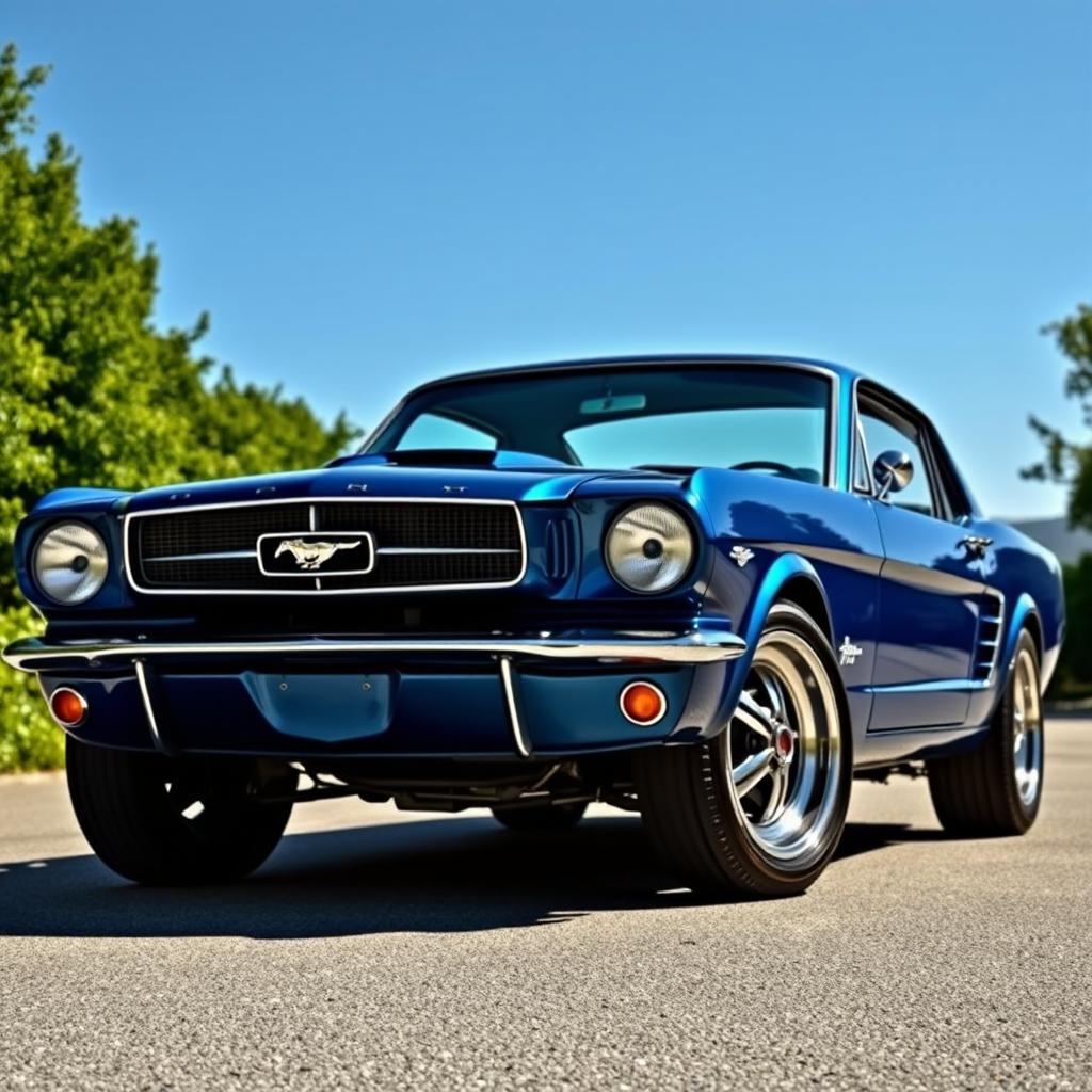 A beautifully designed 1965 Ford Mustang Fastback Restomod with the front end of an Equus Bass 770, showcasing a stunning blend of classic and modern styling